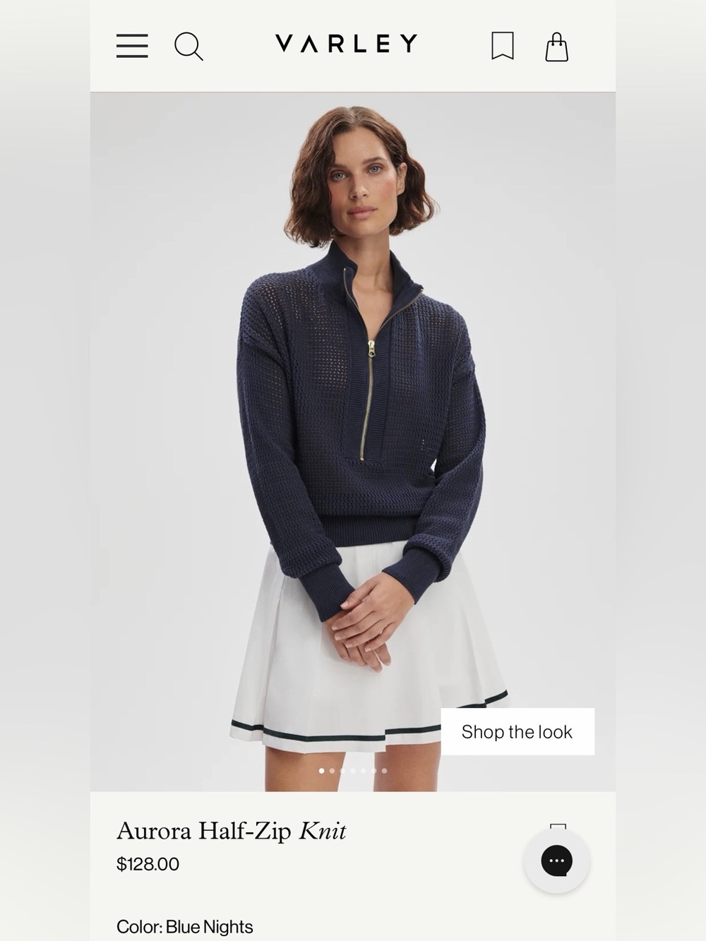 Varley Aurora Half-Zip Knit Pullover Women’s XS High Ribbed Textured Blue $128